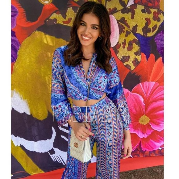 ZARA SATIN EFFECT PRINTED PANTS - Picture 3 of 13